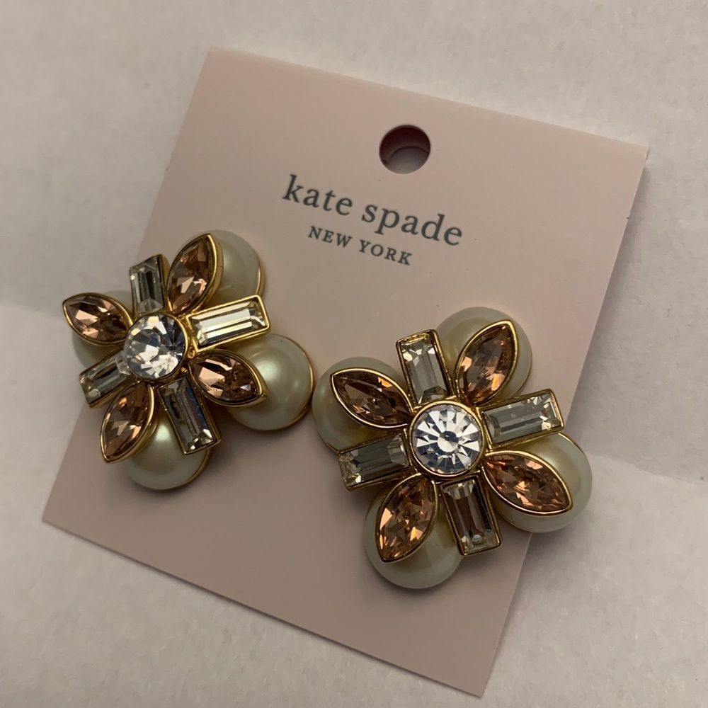 Kate Spade Pearl & Baguette Statement Earrings